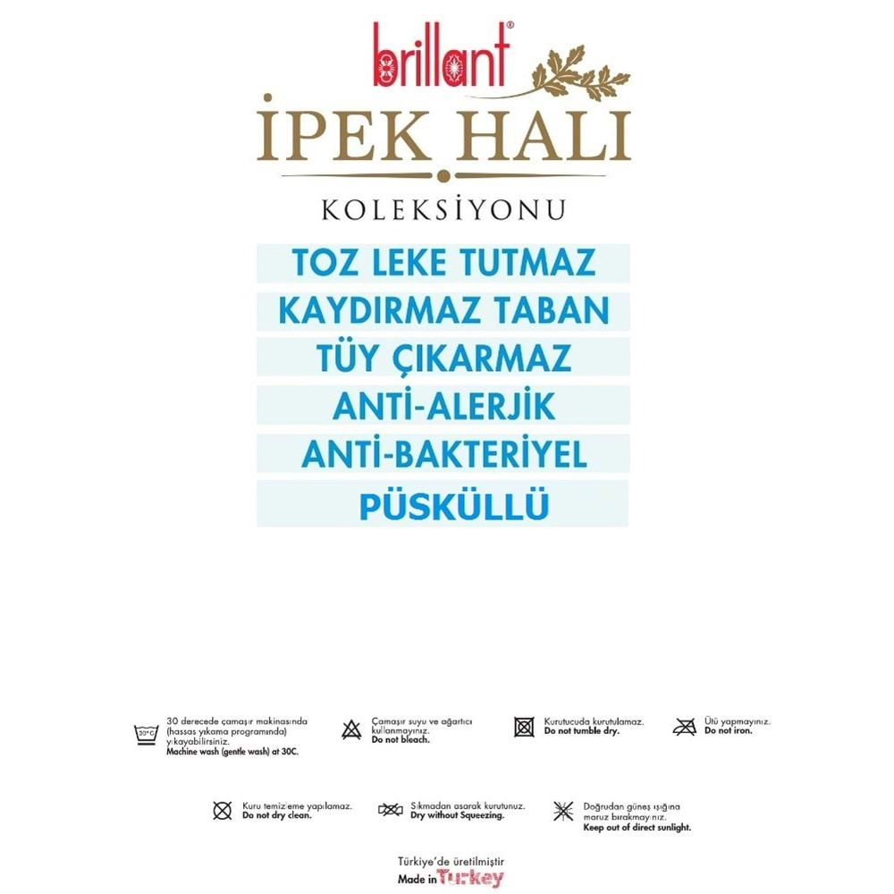 Brillant İpek Latex Kaymaz Taban Halı-TENDA HJ11724.805-(190x300)