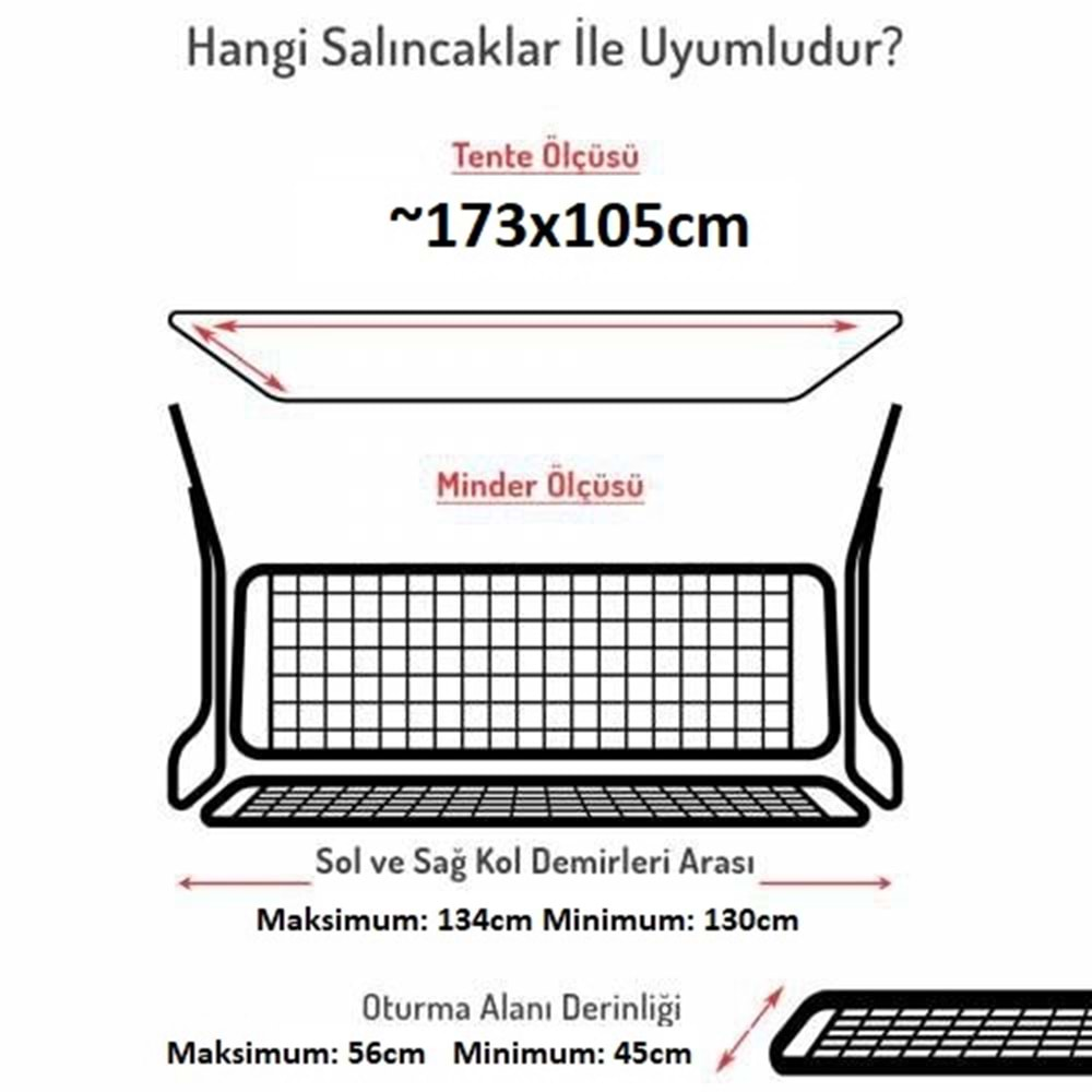 Mandaş Süngerli 2 Kişilik Salıncak Minder Seti (Pamuklu Kumaş)