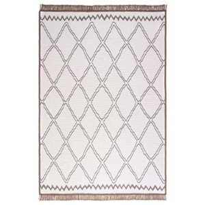 Mandaş Halı Kilimon KM03 Beige Cream Çift Taraflı Yıkanabilir Pamuklu Kilim - 80X150CM