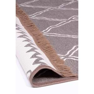 Mandaş Halı Kilimon KM03 Beige Cream Çift Taraflı Yıkanabilir Pamuklu Kilim - 80X150CM