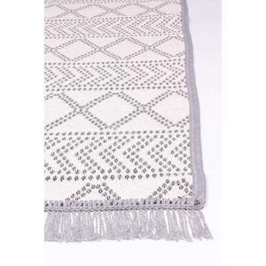 Mandaş Halı Kilimon KM05 Grey Cream Çift Taraflı Yıkanabilir Pamuklu Kilim - 160X250CM