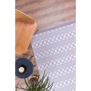 Mandaş Halı Kilimon KM05 Grey Cream Çift Taraflı Yıkanabilir Pamuklu Kilim - 160X250CM