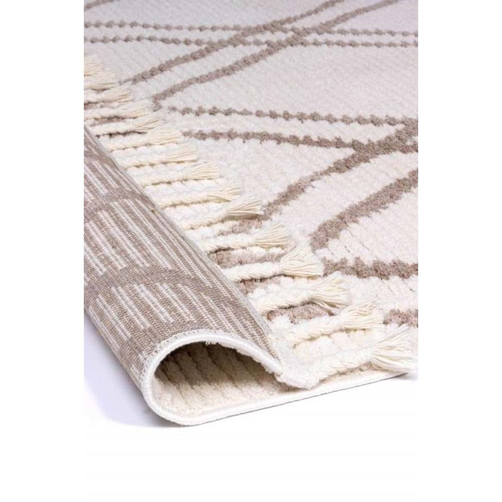 Mandaş Halı Cool CL03 Beige İskandinav Peluş Dokulu Makine Halısı - 80X150CM