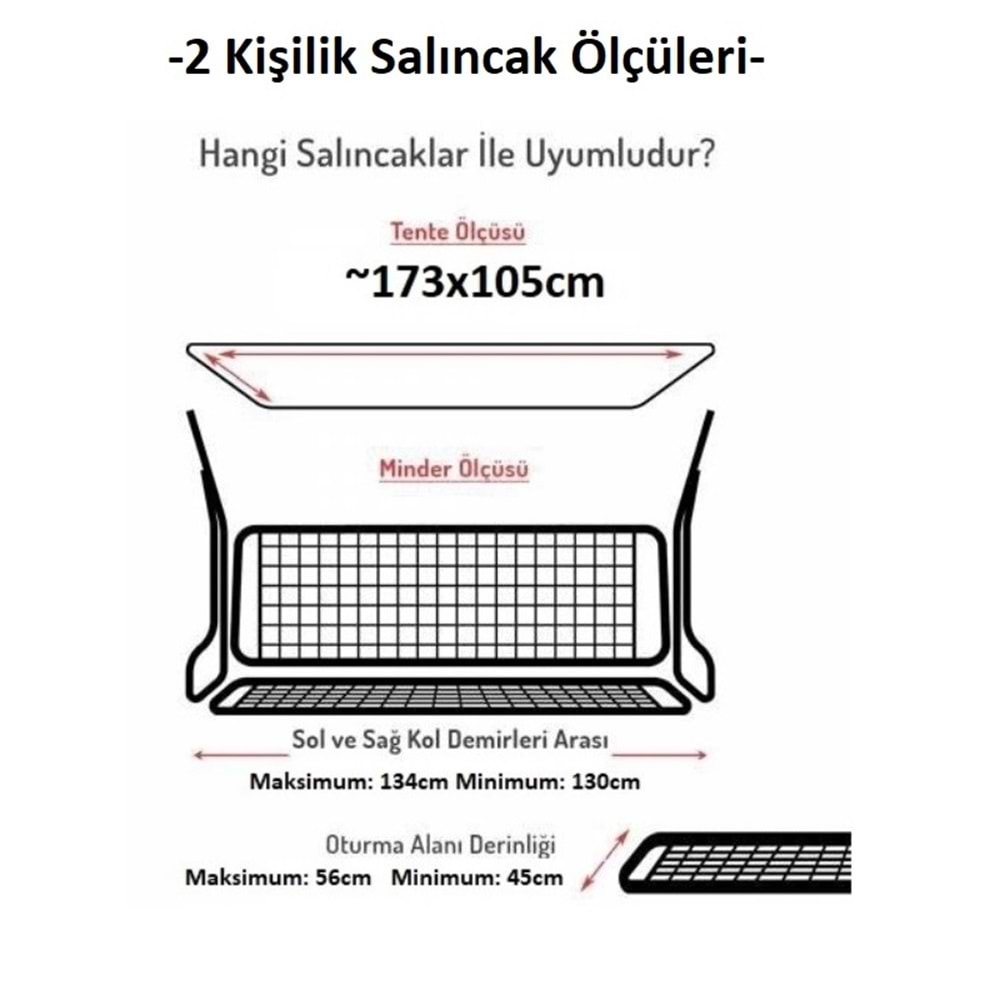 Mandaş Süngersiz 2 Kişilik Salıncak Minder Seti (Pamuklu Kumaş)-Damask Gri