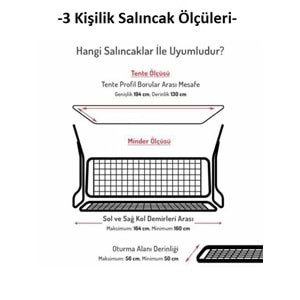 Mandaş Süngerli 3 Kişilik Salıncak Minder Seti (Pamuklu Kumaş)-Kaz Ayağı Gri