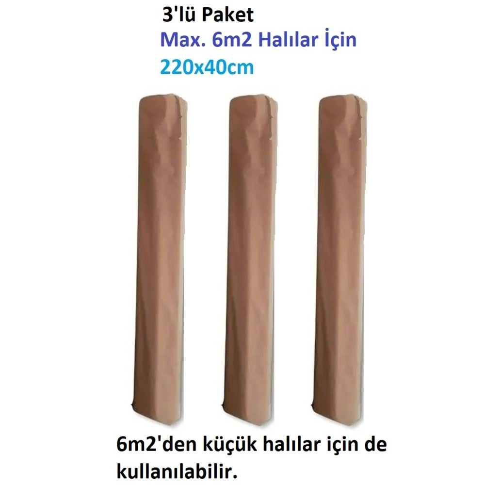 Mandaş Tekstil 3 Adet Halı Hurcu Kılıfı Poşeti 220x40cm (Max. 6m2 Halı İçin)