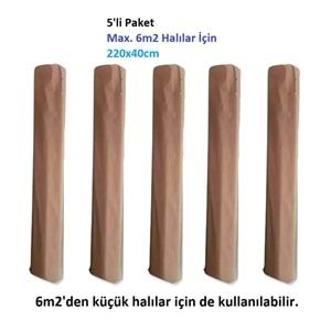 Mandaş Tekstil 5 Adet Halı Hurcu Kılıfı Poşeti 220x40cm (Max. 6m2 Halı İçin)