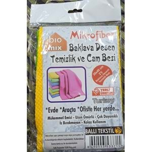 Bio Mix 2li Mikrofiber Baklava Desen Temizlik ve Cam Bezi (30x40)