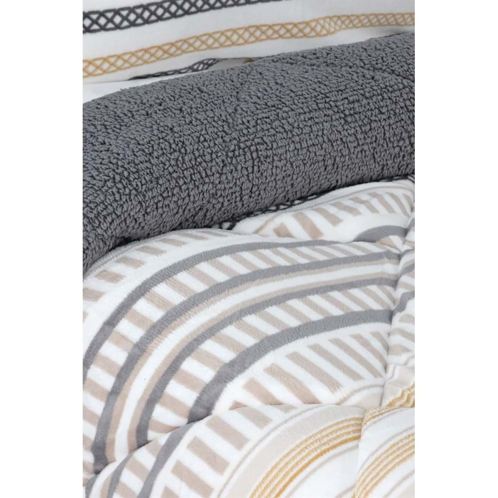 Merinos Comforter Set, Çift Kişilik Yorgan Seti (220x240)-Vera Gri