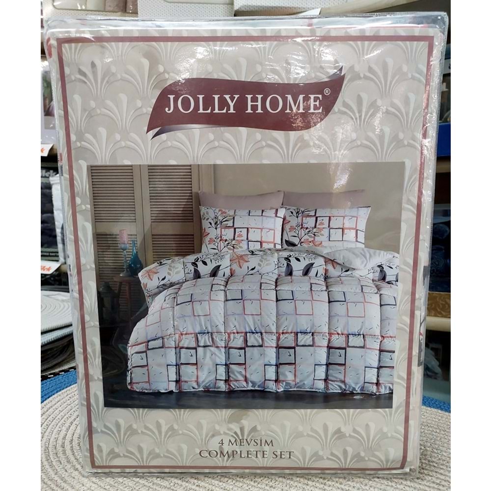 Jolly Home 4 Mevsim Çift Kişilik Kapitoneli Nevresim Takımı-Geofle Somon