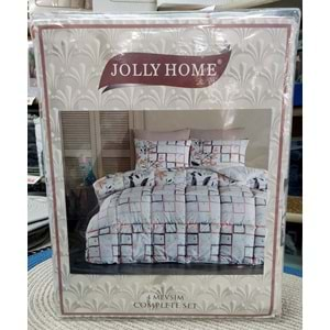 Jolly Home 4 Mevsim Çift Kişilik Kapitoneli Nevresim Takımı-Geofle Somon