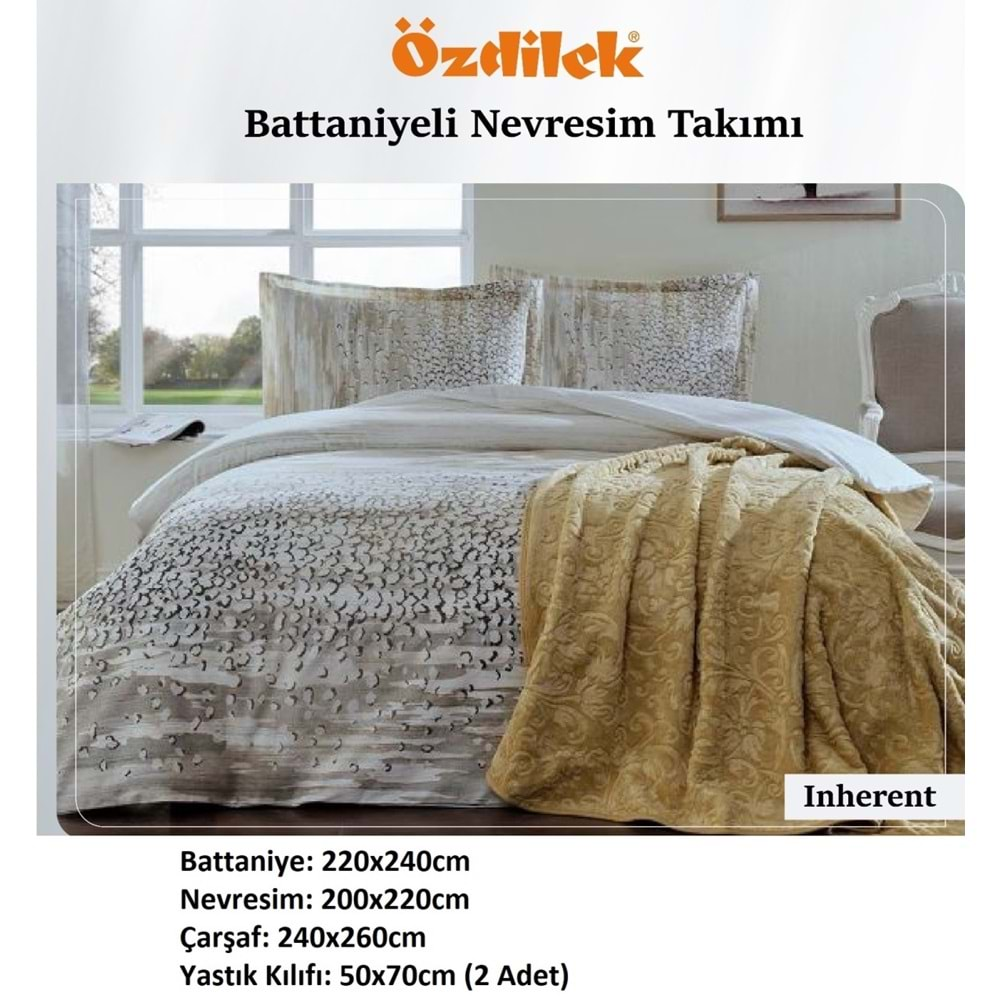 Özdilek Trendy Battaniyeli Çift Kişilik Nevresim Takımı-Inheret Krem