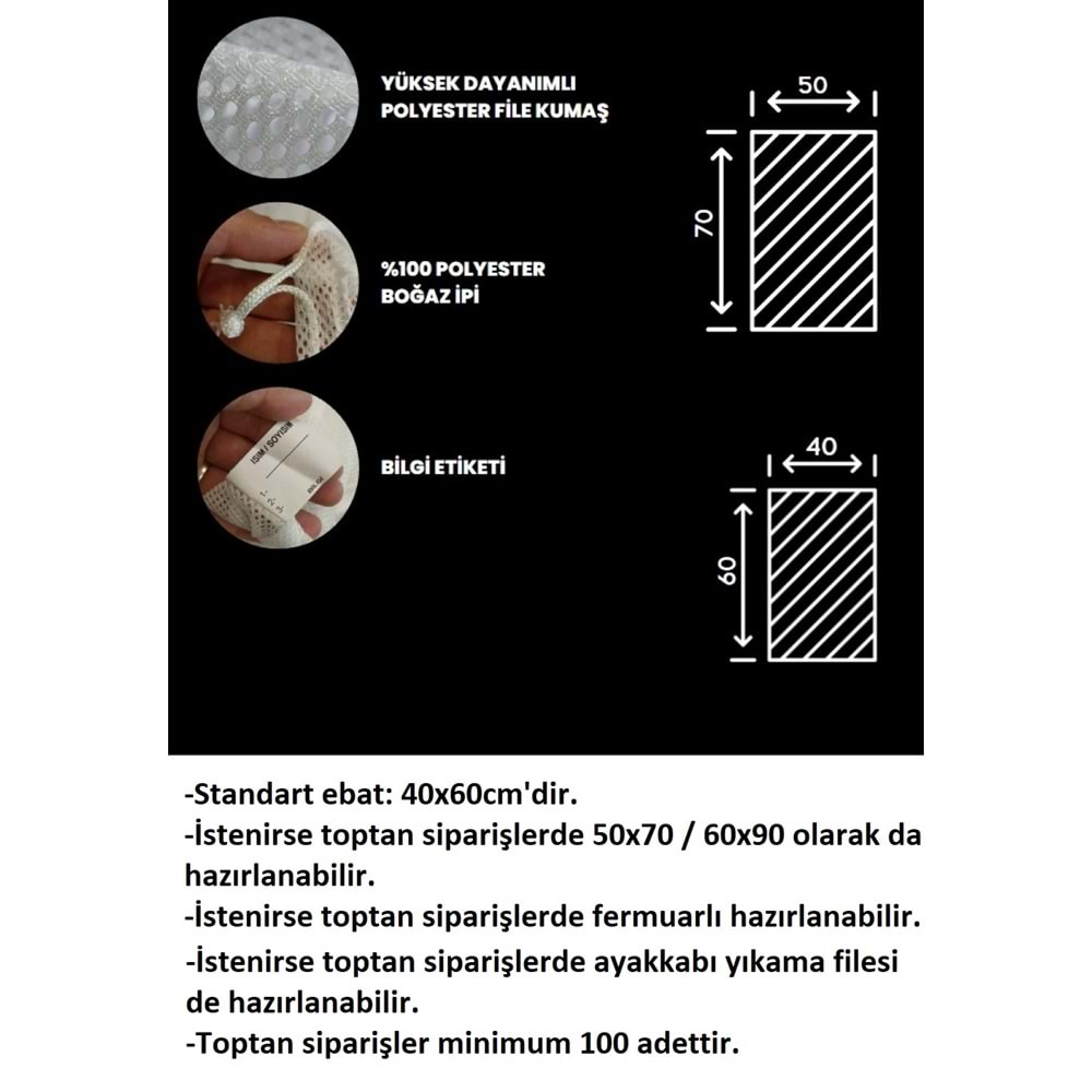 10lu Standart Çamaşır Yıkama Filesi (40x60)