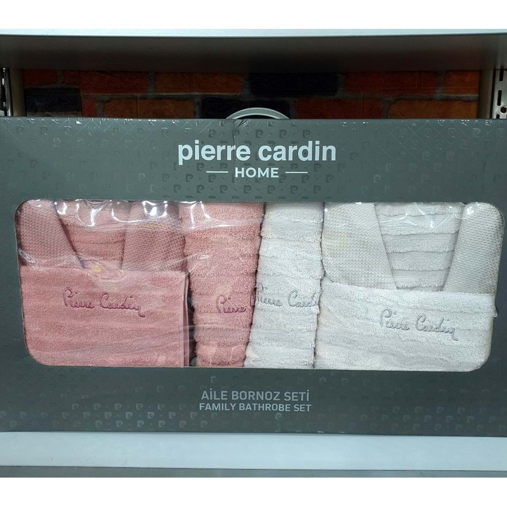 Pierre Cardin 6 Parça Jakarlı Aile Bornoz Seti-Wave Soft G.Kurusu Krem